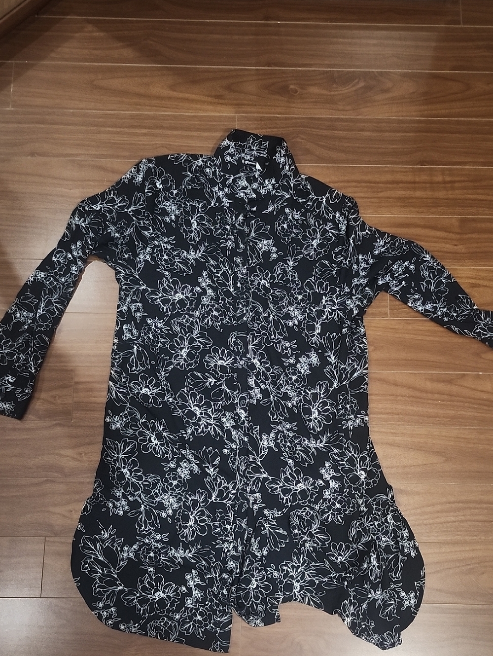 Reitmans Black Strapless Dress with White Floral Print